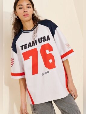 Team USA 76 Graphic Jersey Tee - White, Red & Navy 🔥 Size XL